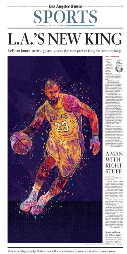 LeBron James on cover of LA Times via NEOSportsInsiders.com