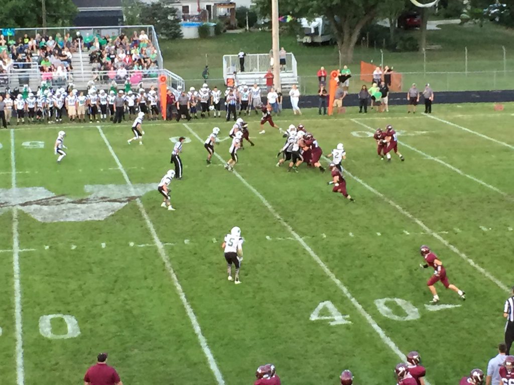 The Dukes with a first half handoff - Photo by Matt Loede