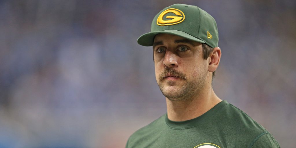 DETROIT, MI - NOVEMBER 28: Green Bay Packers quarterback Aaron Rogers #12 watches the action during the second quarter of the game against the Detroit Lions at Ford Field on November 28, 2013 in Detroit, Michigan. The Lions defeated the Packers 40-10. (Photo by Leon Halip/Getty Images)