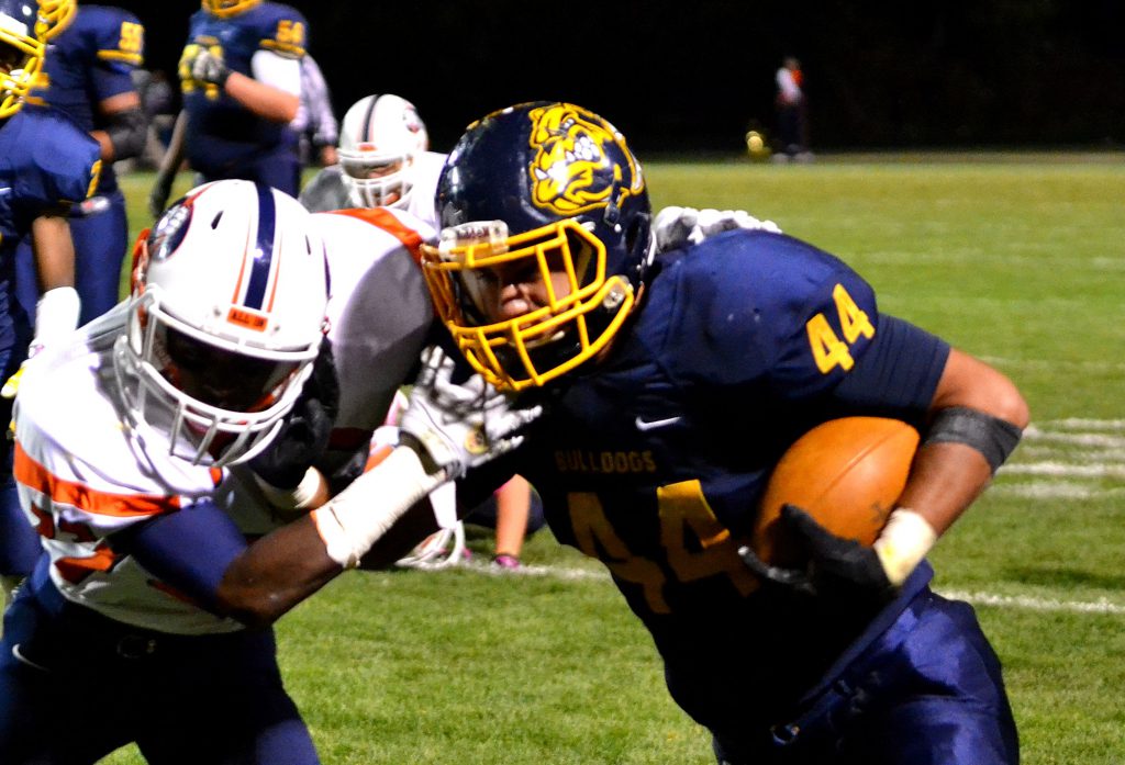 Olmsted Falls senior running back Noel Caraballo led the Bulldogs with 201 yards rushing.