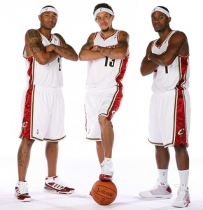 Mo Williams was part of a much different backcourt the last time he suited up for Cleveland. Here he is pictured with former teammates Delonte West (center) and Daniel Gibson (right).