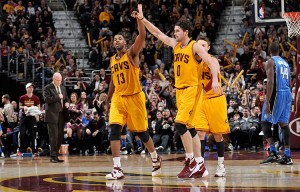 Tristan Thompson (left) and Kevon Love combined for 20 points and 25 rebounds in the Cavs' 104-79 win over Orlando.