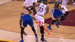 Draymond Green hits LeBron James in the groin during Game Four of the NBA Finals.