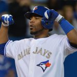 SP-JAYS27MAY TORONTO, ON - MAY 27  -   Blue Jays DH Edwin Encarnacion clebrates while crossing the plate after hitting a 3 run home run in the 7th inning as the Toronto Blue Jays defeat the Atlanta Braves 9-3 at the Rogers Centre on May 27, 2013. Carlos Osorio/Toronto Star