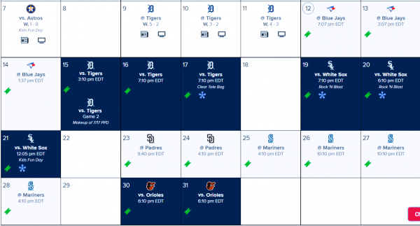 Guardians schedule